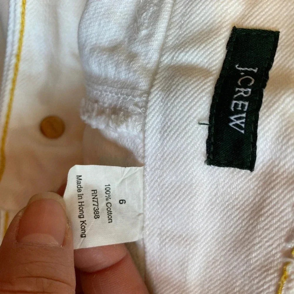 J.Crew 100% Cotton Straight Leg White Jeans Women Size 6 Pockets - Picture 3 of 10